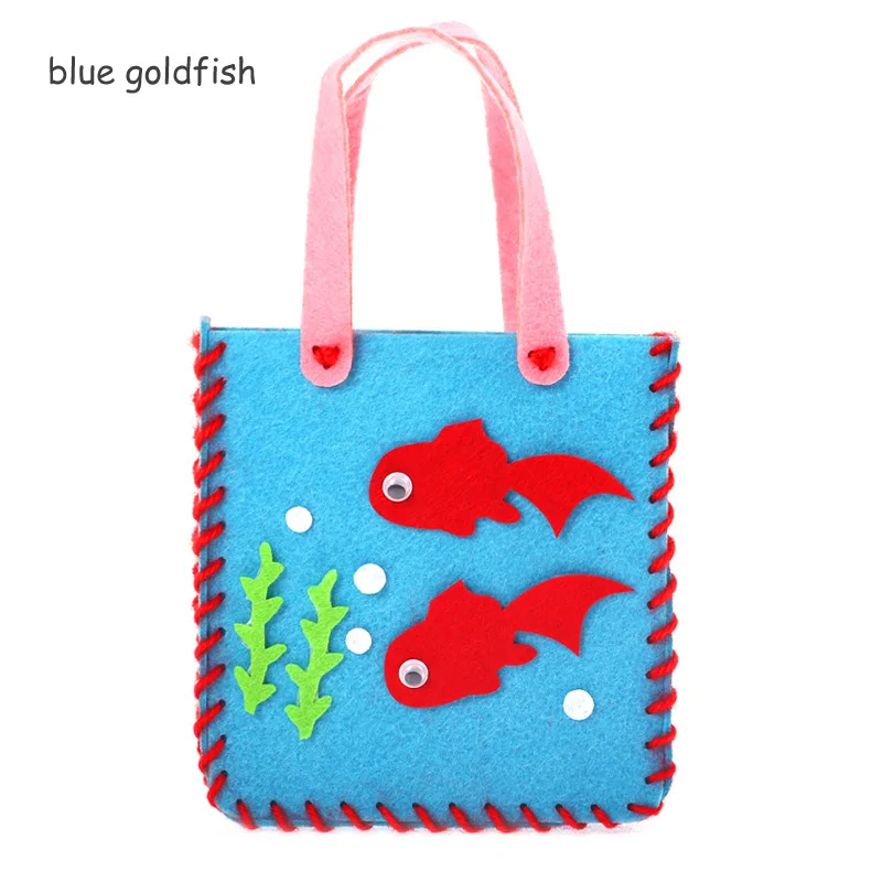 blue goldfish Детская мультяшная Нетканая ткань ручной работы сумка DIY животные цветок Детские сумки игрушки ремесла Искусство шитье игрушек Ремесло Декор - Цвет: blue goldfish