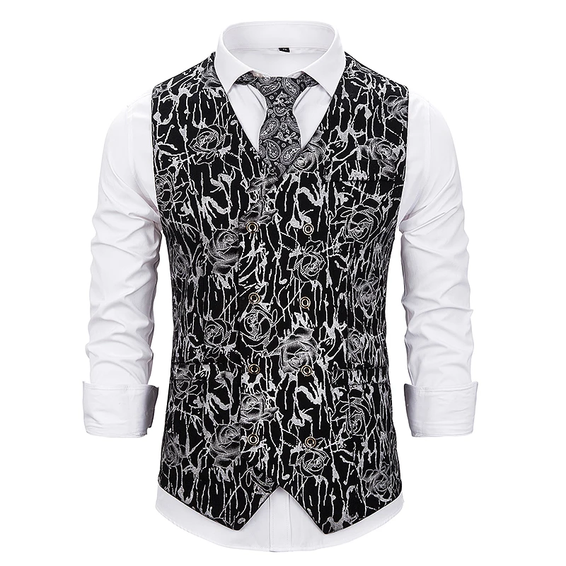 PUIMENTIUA 2019 New Gold Steampunk Vest Men Suit Gilet Homme Wedding Sleeveless Slim Fit  Vests For Men Single Buttons Waistcoat