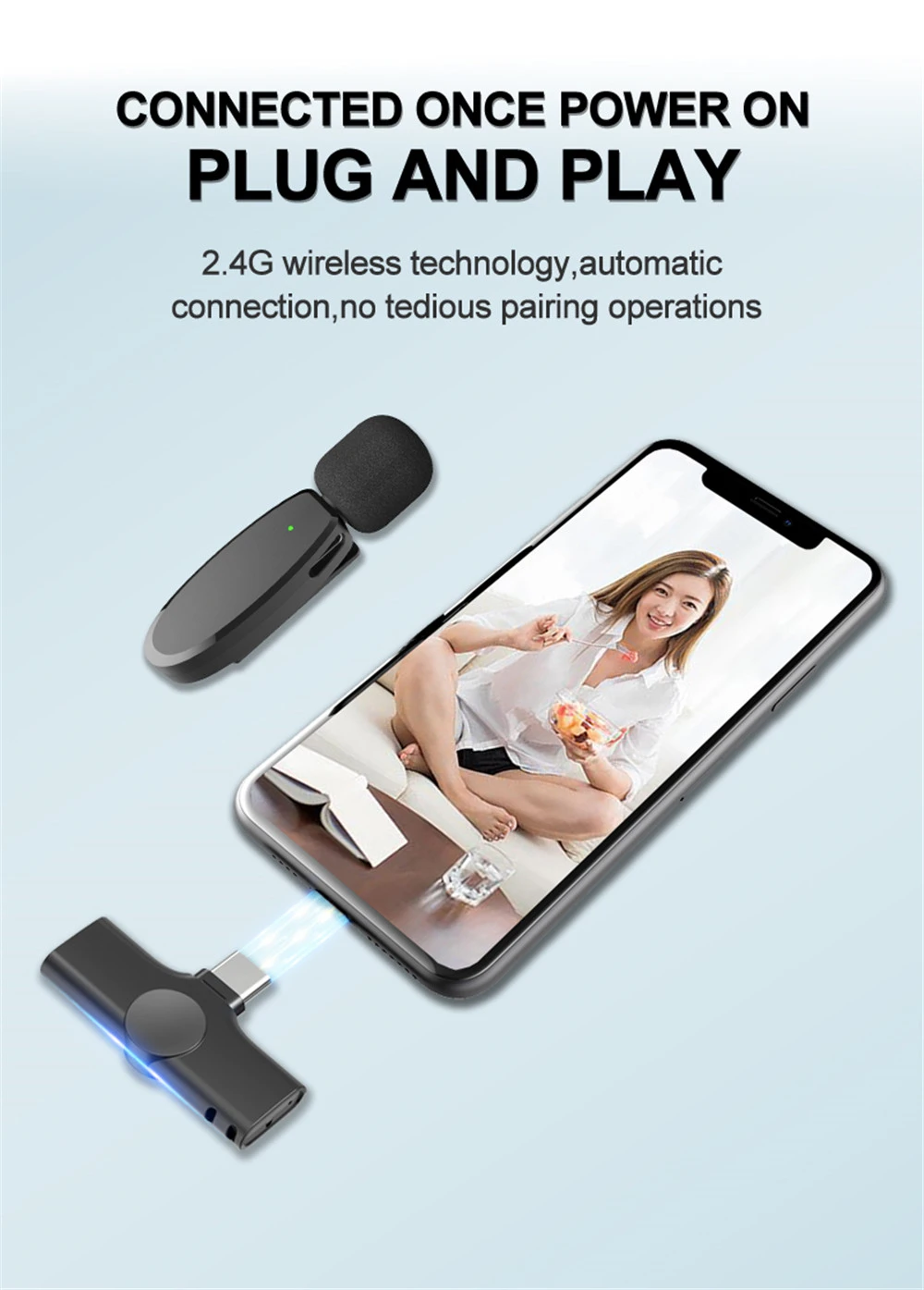 Microphone Lavalier sans fil pour Smartphones-4