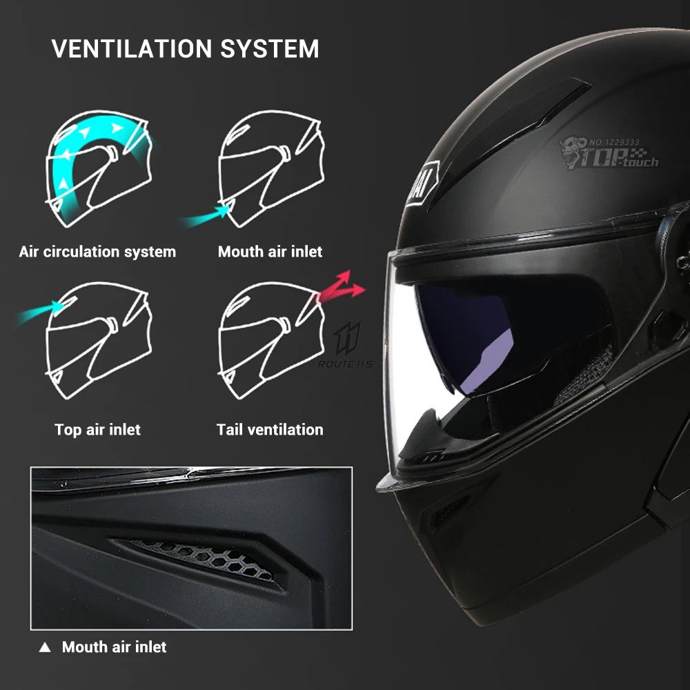 YOAI Motorcycle Helmet Flip Up Motocross Helmets Full Face Moto Helmets Motorcycle Capacete Casco Moto With Doublel Lens