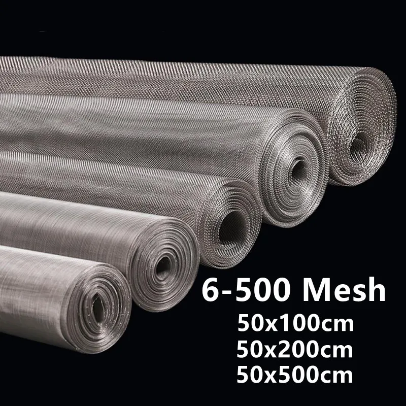 500x50cm 304 Stainless Steel Woven Wire Mesh Filtration Screen Mesh Screening Filter Sheet Screen Industrial Fix Tools Net stainless steel filter filter mesh screen printing mesh