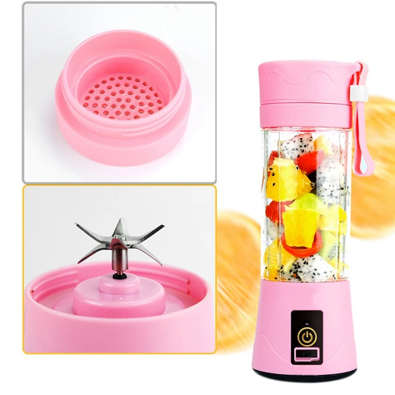380Ml Portable Juicer USB Rechargeable 6 Blades Juicer Smoothie Blender Machine Mixer Mini Juice Cup