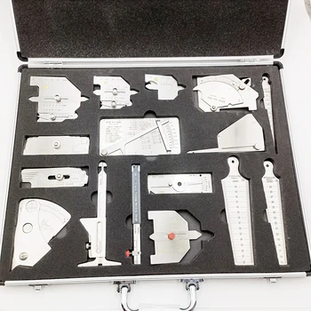 스테인레스 스틸 용접기 검사 게이지 용접 측정 게이지 키트, 결합 슈트, 16 피스 납땜 눈금자 용접 도구