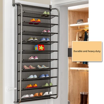 

6/10 Tier Shoe Rack Over The Door Shoe Organizer Hanging Shoe Storage Mesh Lining Shelf