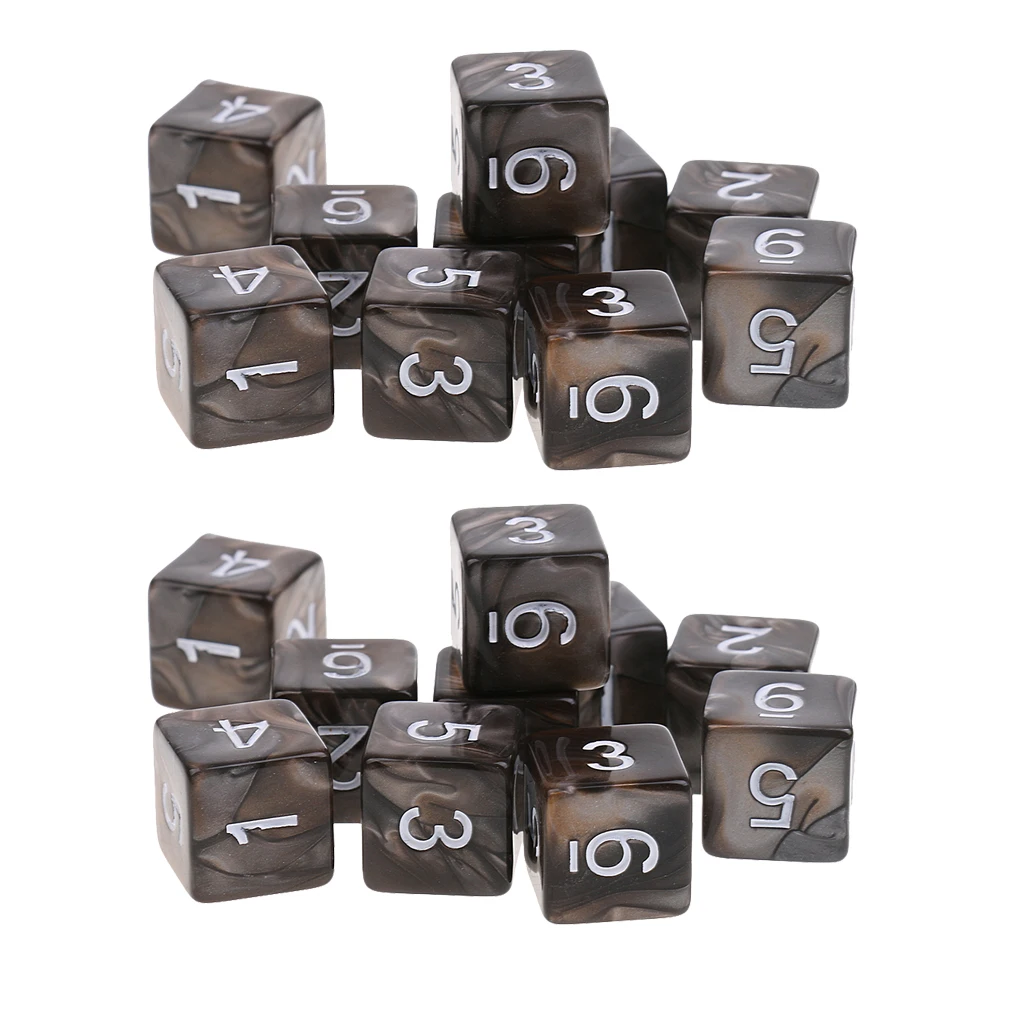 20x кофе цвет шестигранные D6 кости для D&D ролевые игры D(1-6) кости