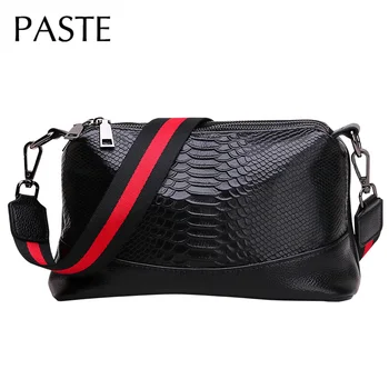 

2020 Ins Fashion Women's Handbag with Many Compartment Crocodile Pattern Cow Leather Female Shoulder Messenger Bag 2 Straps