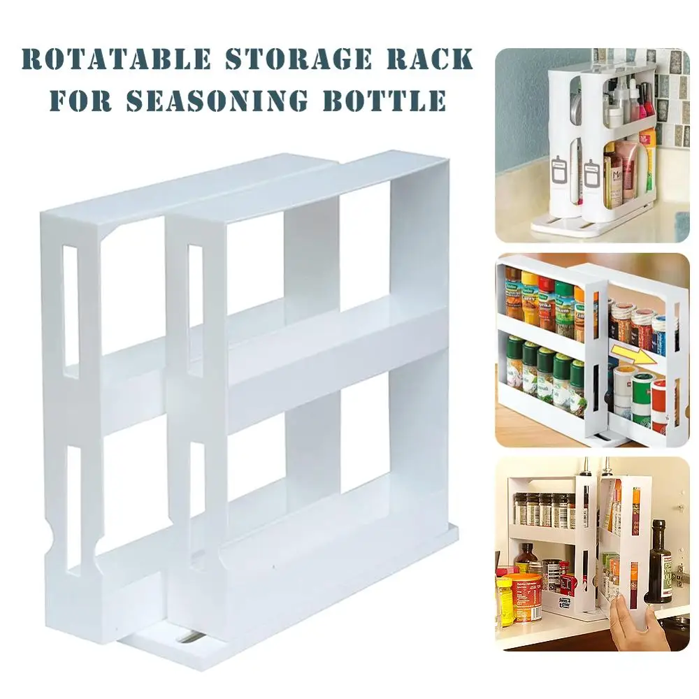 

Rotating Shelf Modern Kitchen Cabinet Storage Rack Slide Large Home Seasoning Bottle Holder Desktop Cupboard Spice Organizer