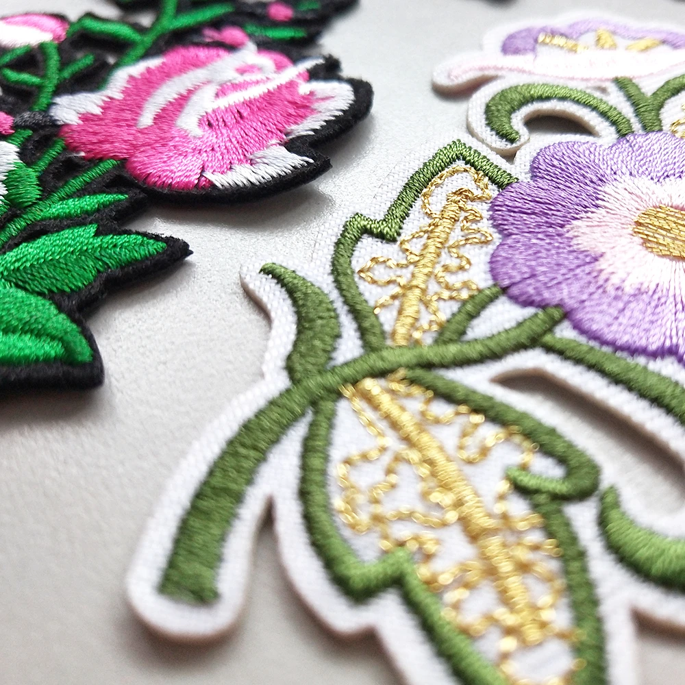 Rose Peony Flower Plant Iron Patches For Clothing Embroidery Stickers  Fabric Flowers Sew On Embroidery Patch Flower Applique Diy - Patches -  AliExpress