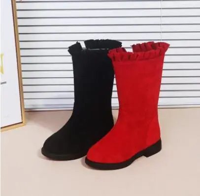 

Children's Boots Autumn Winter New Children's Lace high boots Little Girls Boys Suede Cotton Shoes Baby leather Boots