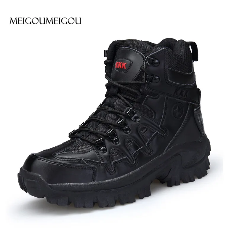 

39-46 Big Size Army Boots Men Durable Rubber OutSole Men Military Boots Hook Loop Combat Boots Men Hiking Boots KKK