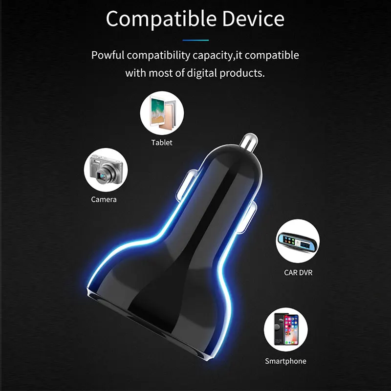 Двойное USB Автомобильное устройство для быстрой зарядки прикуривателя мобильного телефона один для трех зарядных устройств s эффективный зарядный адаптер QC3.0+ 2.4A