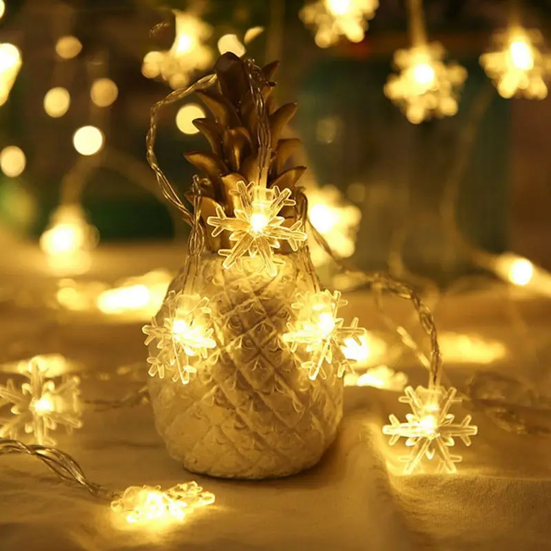 Christmas Snowflake Light Fairy String Led Lights Garland Hanging Ornaments for Merry Christmas New Year Decoration 1.5/3/6/10M