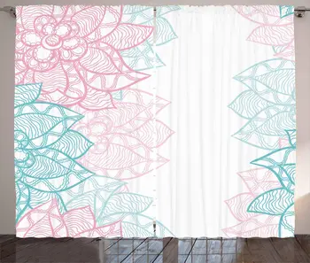 

Floral Curtains Large Flower Petal in Pastel Tone Spring Inspired Beauty Design Art Print Living Room Bedroom Window Drapes Pink