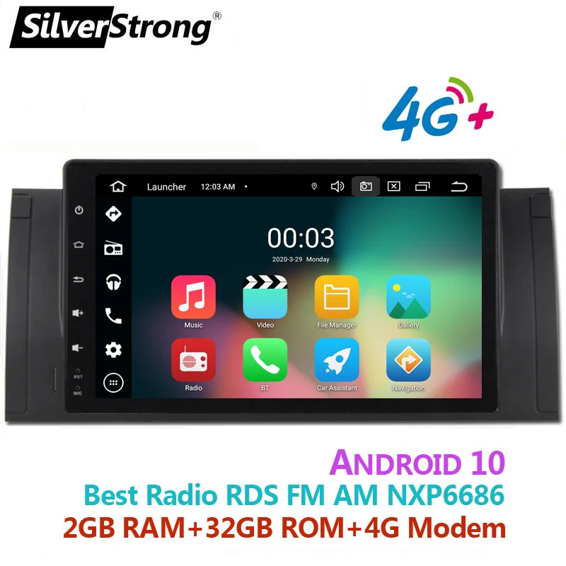 Автомобильное радио GPS Android 10 для BMW/E39/X5/E53 4G Wifi RDS FM/AM стерео система опционально