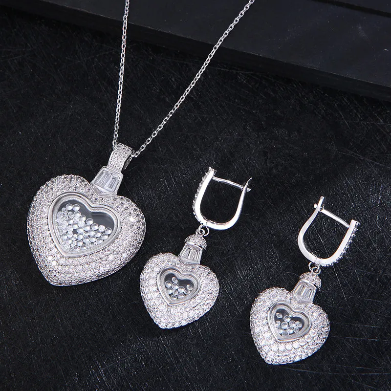 Lover Heart Shape Cubic Zirconia Long Pendant Wedding Party Big Earrings  fashion jewelry E9119
