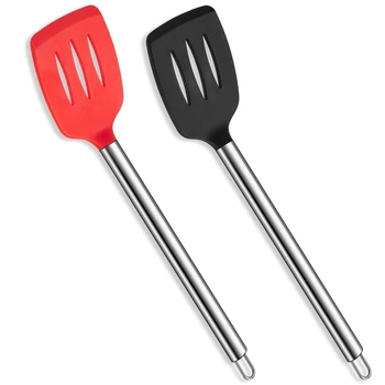 

2 Pieces Silicone Slotted Spatula Heat Resistant Serving Turner Nonstick Kitchen Spatula for Kitchen Cooking Food