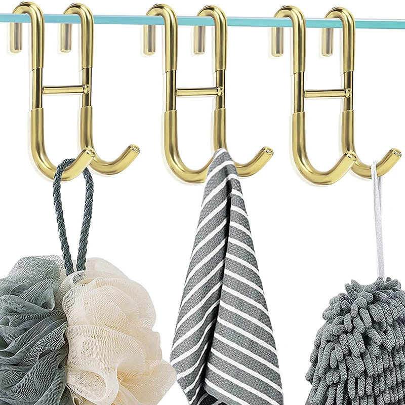 HASLED Porte Manteau Pour Porte, Patère Porte, Avec 3 Barres 180°Rotatives Sèche-Serviettes, Acier Inoxydable Patere Sans Percage, Porte Serviette Murale Pour Salle De Bain Cuisine Lavabo