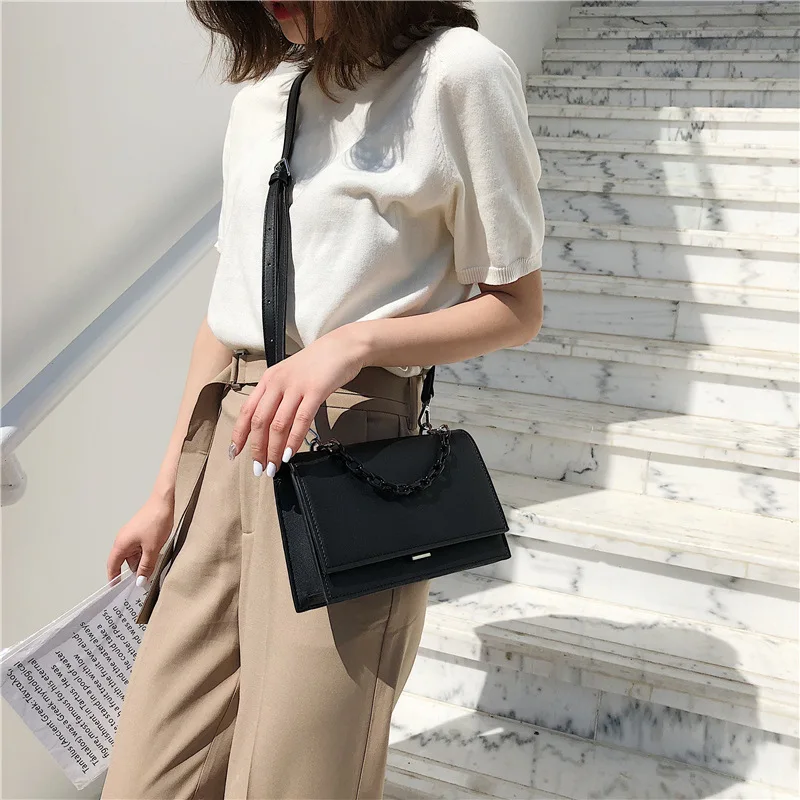 

Bag WOMEN'S Bag New Style 2019 Korean-style Chain Square Sling Bag Online Celebrity Small Black Bag Textured Shoulder Bag Women'