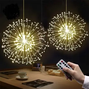 

Festival Hanging Starburst String Lights 150 Leds DIY Firework Copper Fairy Garland Christmas Light Outdoor Twinkle Lamp 8 Modes