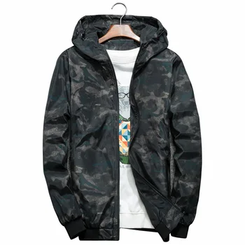 

Mens Camouflage Bomber Zipper Up Jacket Men's Hopdie Print Windbreak Jacket and Coat for Youth