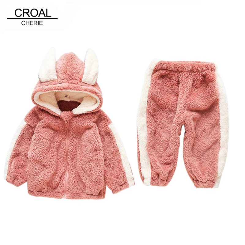 CROAL CHERIE Fashion Fleece Kids Boys Girls Clothes Sets Autumn Winter Baby Children's Clothing Velvet Coat + Pants | Детская одежда
