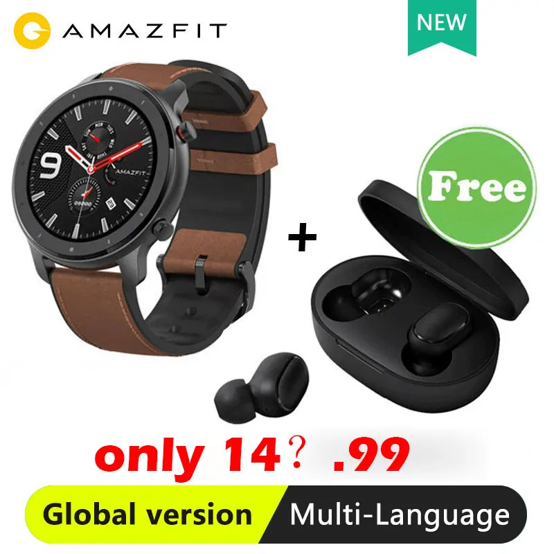 Глобальная версия Amazfit GTR 47 мм Huami SmartWatch 5ATM водонепроницаемый 24-дневный
