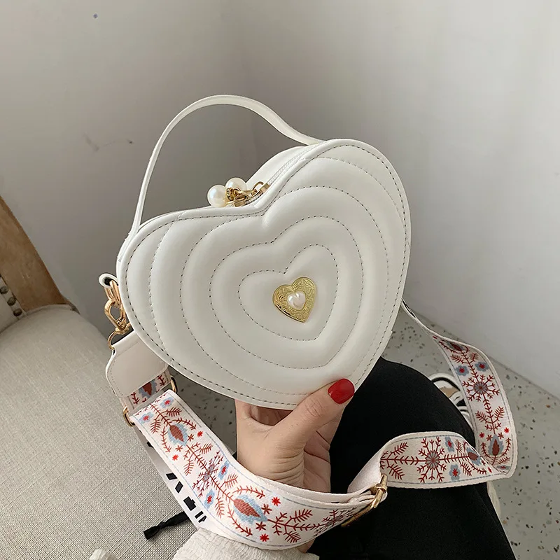 

Hand Heart France Non-mainstream Pearl 2019 Popular Bag Western Style Graceful Wide-Strap Oblique Shoulder Women's