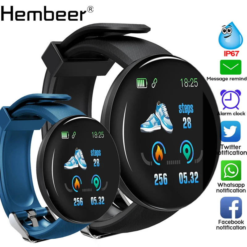  Hembeer Smart Watch D18 Fitness Watches Heart Rate Monitor Blood Pressure Blood Oxygen Measurement  - 4000121695915