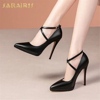

Sarairis Wholesale New Pointed Toe Genuine Leather Thin High Heels Office Party Skin Pumps Woman Shoes Women