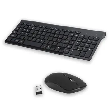 

Wireless Ultra-Thin Mute 2.4GHz Thin Full Size Wireless Keyboard Mouse Combo Set for Computer, Laptop, Desktop, Notebook (Black)
