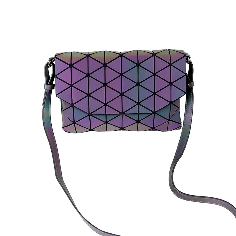 

Geometric Rhomboid Luminous Envelope Bag Office Lady Shoulder Crossbody Bag Female Hologram Purse Bolso Famous Designer