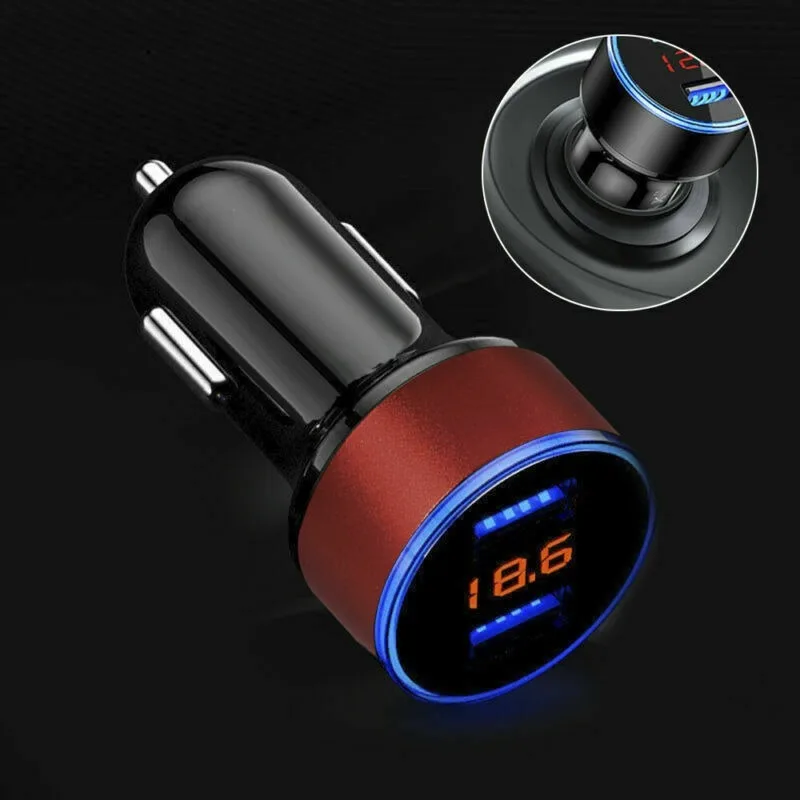 Двойной USB интерфейс Автомобильное зарядное устройство светодиодный цифровой дисплей 3.1A прикуриватель быстрое автомобильное зарядное устройство адаптер питания