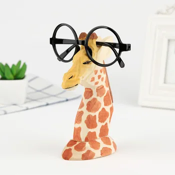 

Wood Hand Carved Eyeglass Holder Handmade Nose Giraffe Stand for Office Desk Home Decor Gifts