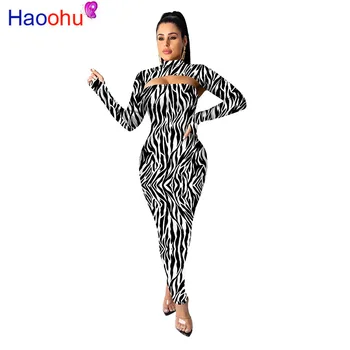 

Autumn Women Winter 2 Pieces Long Sleeve Stand Leopard Print Bodycon Party Dresses Sexy Bandage Night Club Midi Dress