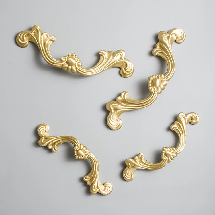 poignée rétro européenne en laiton pour porte or