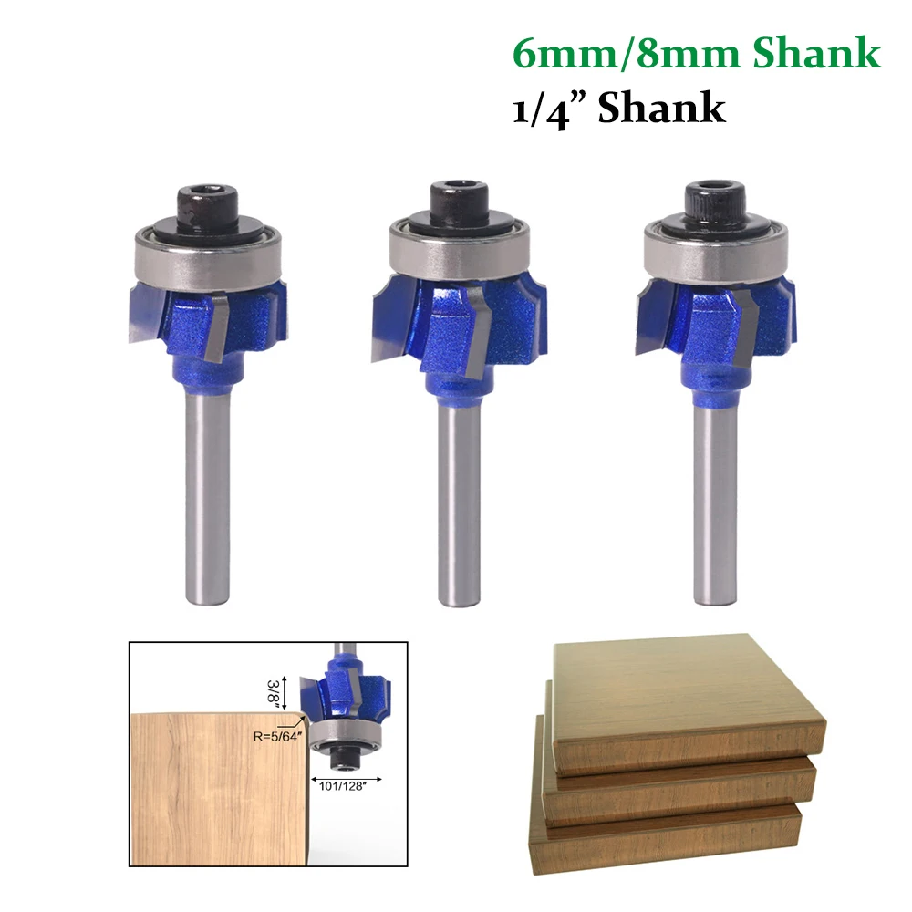 1PC 1/4 6MM 8MM Shank Milling Cutter Wood Carving Corner Round Router Bit R1 R2 R3 Trim Edging Woodworking Mill Classical | Инструменты