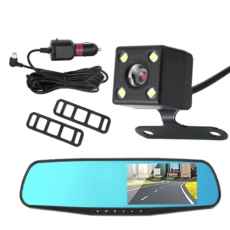 

For Car Dvr Dual Lens Camera White Rearview Mirror Recorder With Rear View Camera Video Registrator Auto Vehicle Dvr Dash Cam