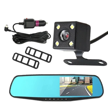 

For Car Dvr Dual Lens Camera White Rearview Mirror Recorder With Rear View Camera Video Registrator Auto Vehicle Dvr Dash Cam