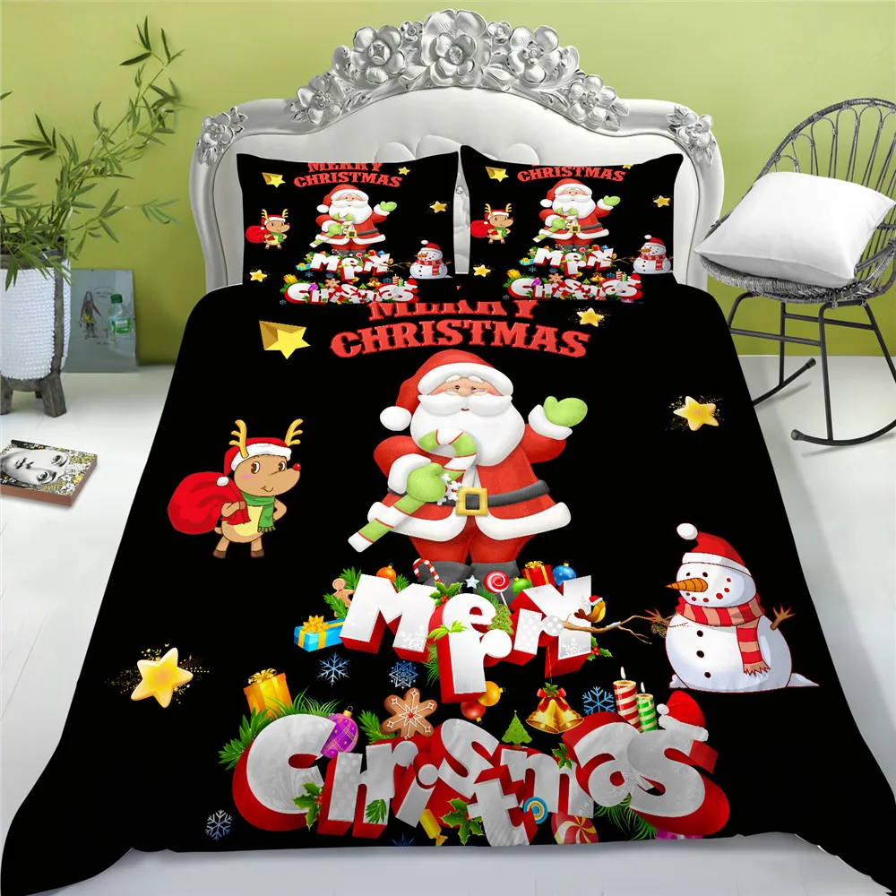 

Merry Christmas 3D Bedding Set Santa Claus Printed Duvet Cover King Queen Size Comforter Covers Room Decoration