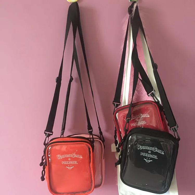 

Imagine the Japanese and Korean version the oblique Bag for leisure students in the street with simple set small clear shoulder