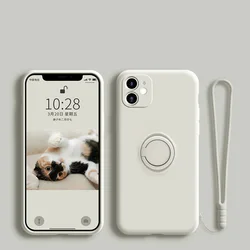 Premium Liquid Silicone Case with Metal Ring Holder & Kickstand for Nova 7 Pro (White)