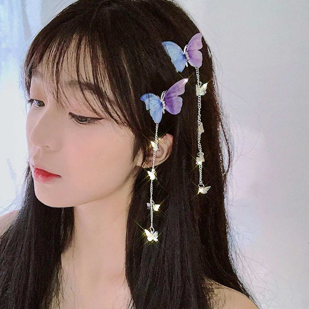 Butterfly Hairpins New Korean Yarn Elegant Metal Tassel Long Hair Clips For Women Antique Party Hair Accessories 3 H0a88977787ec4d32b220477507e34266N