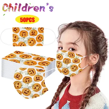 

Child Mask With Filter Mascarillad Desechables 3ply Breathable Mascarillahalloween Pumpkin Cartoon Print Masque Ear Loop Masque