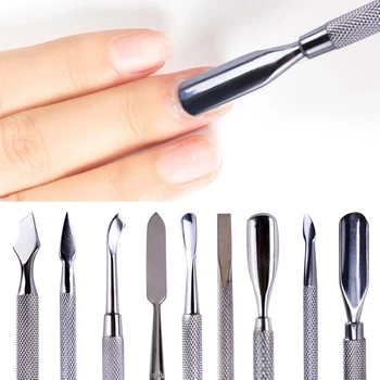 

1pcs Stainless Steel Cuticle Nail Pusher Double-ended Peeling Push Dead Skin Cuticle Pusher Spoon Pedicure Manicure Tools NF1-9