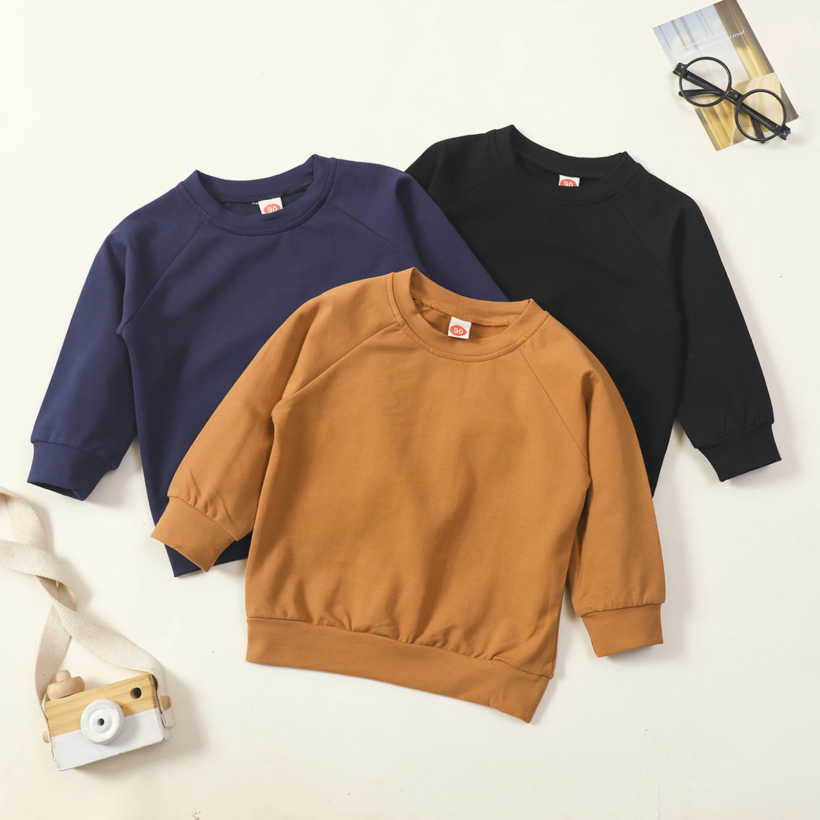 Tops T-Shirt à Col Ras du Cou Pullover Reliaseren Sweat-Shirt en Coton à Manches Longues pour Filles Vêtements pour Enfants 