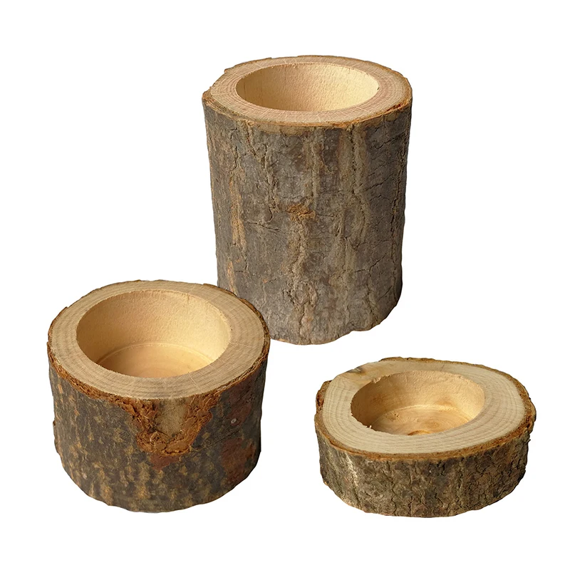 

New Pillar Design Tealight Candlestick Holder Mini Flower Pot for Home Bar Garden Wooden Candle Holders Decoration 3 Size Option