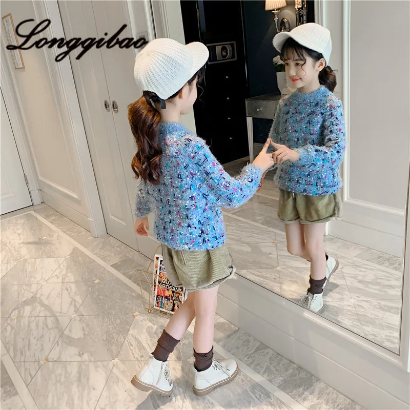 

Autumn and Winter New Girls Fashion Sweater Female Children's Bottom Coat Winter Models Big Children Wild Children's Clothing
