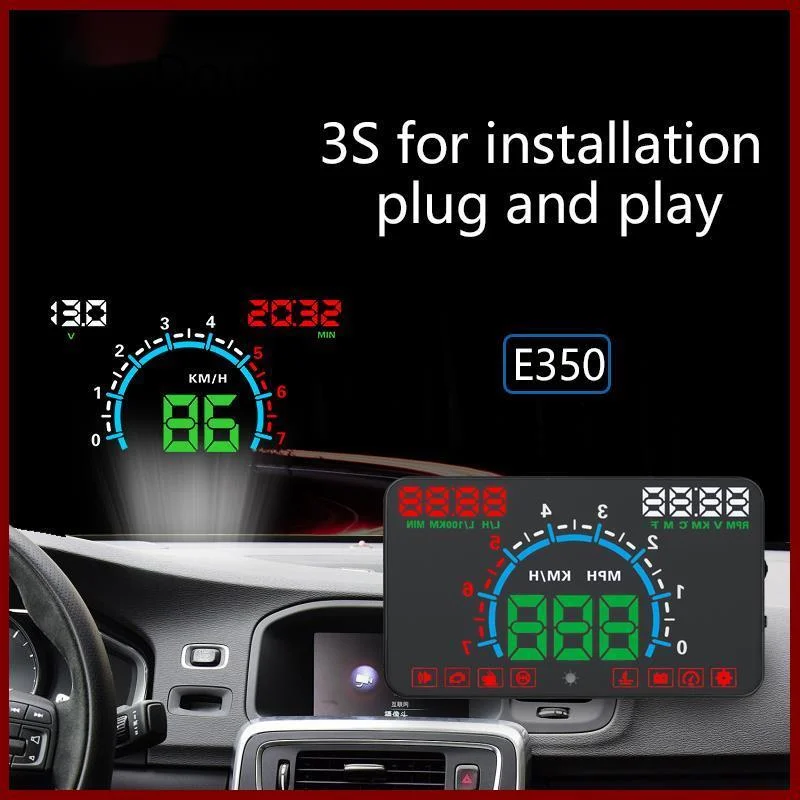 OHANEE E350 OBD2 II HUD ڵ ÷ 5.8 ġ ȭ,  ÷  ÷  溸  Һ ÷ hud 