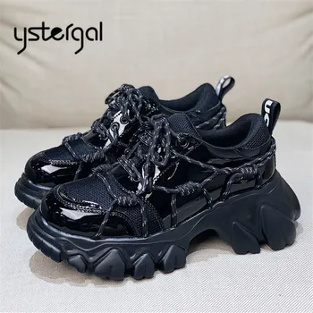 

Ystergal Punk Style Women Sneakers Lace-up Platform Flats Creepers Ladies Casual Flat Shoes Woman Espadrilles Trainers