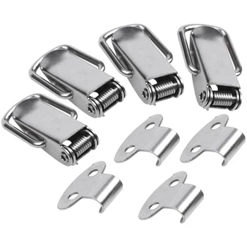 

Cabinet Silver Tone Spring Loaded Toggle Switch Latch Hasp 4 pcs